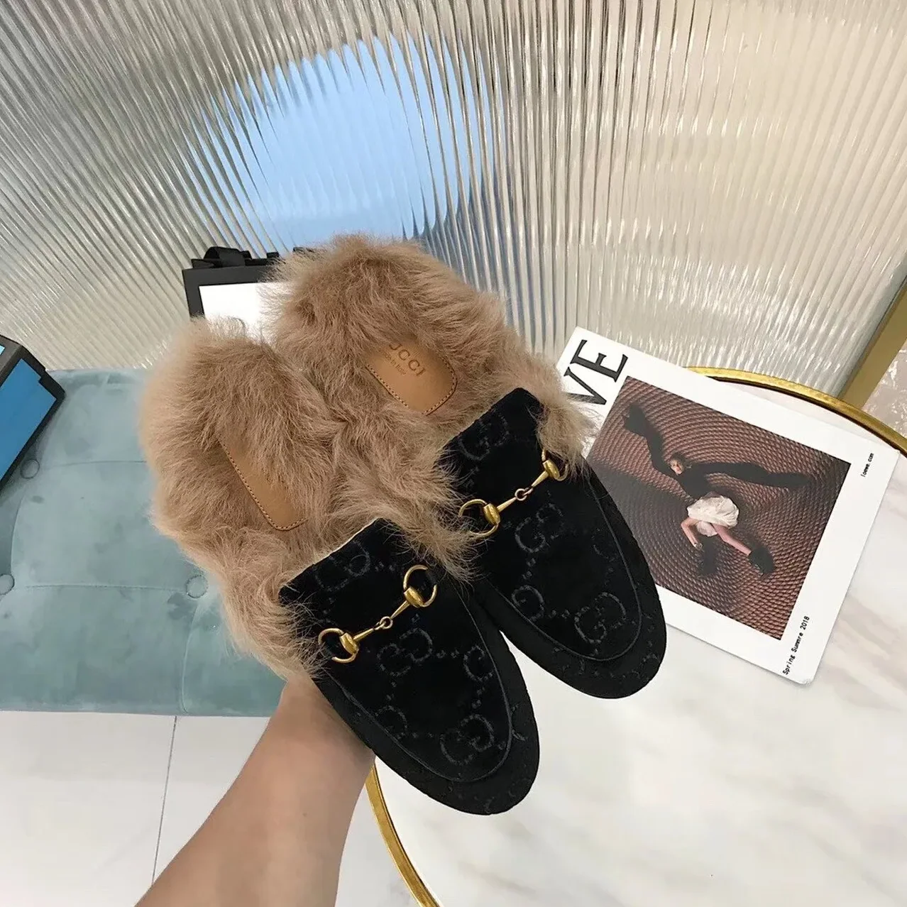 Gucci Princetown Slipper Mules By Velvet Black for Women Gucci Princetown Slipper Mules By Velvet Black for Women