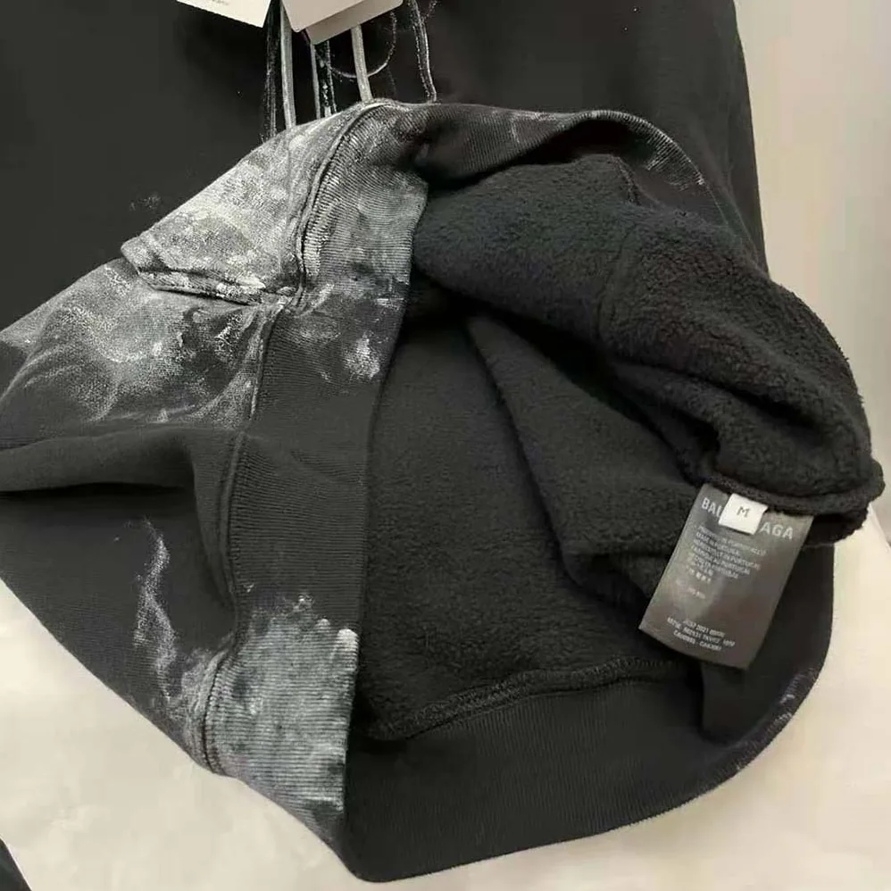 Balenciaga Painter Fitted Hoodie in Black for Women in White Medium Fleece
