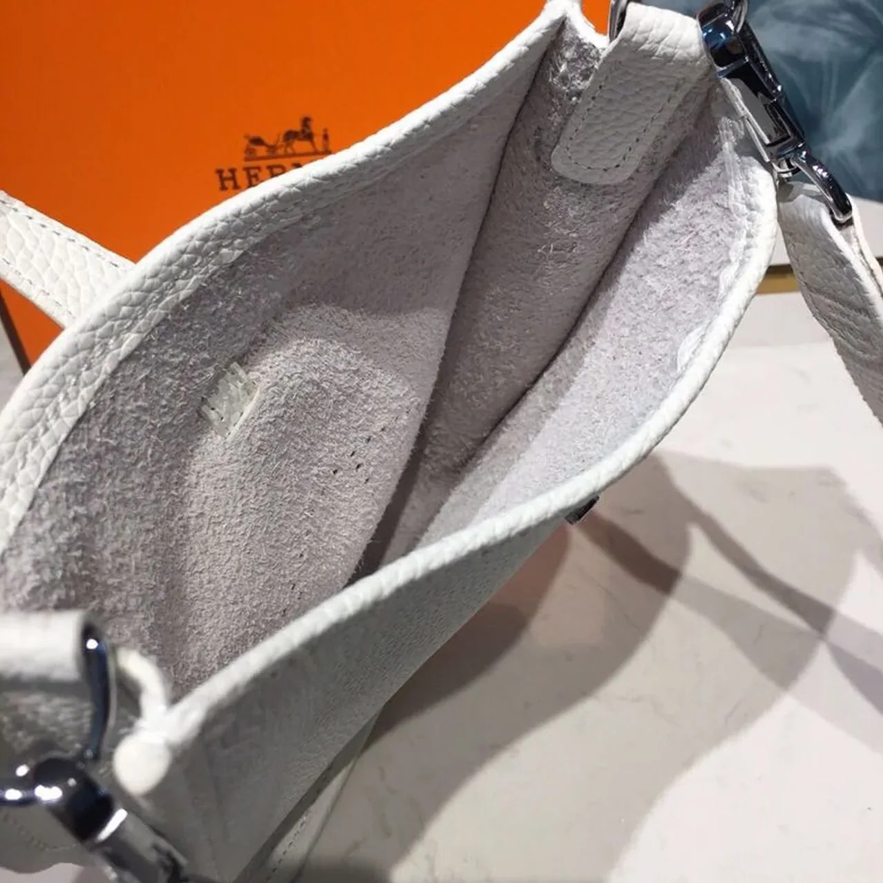 Hermes Evelyne II TPM Bag White Silver Toned Hardware /