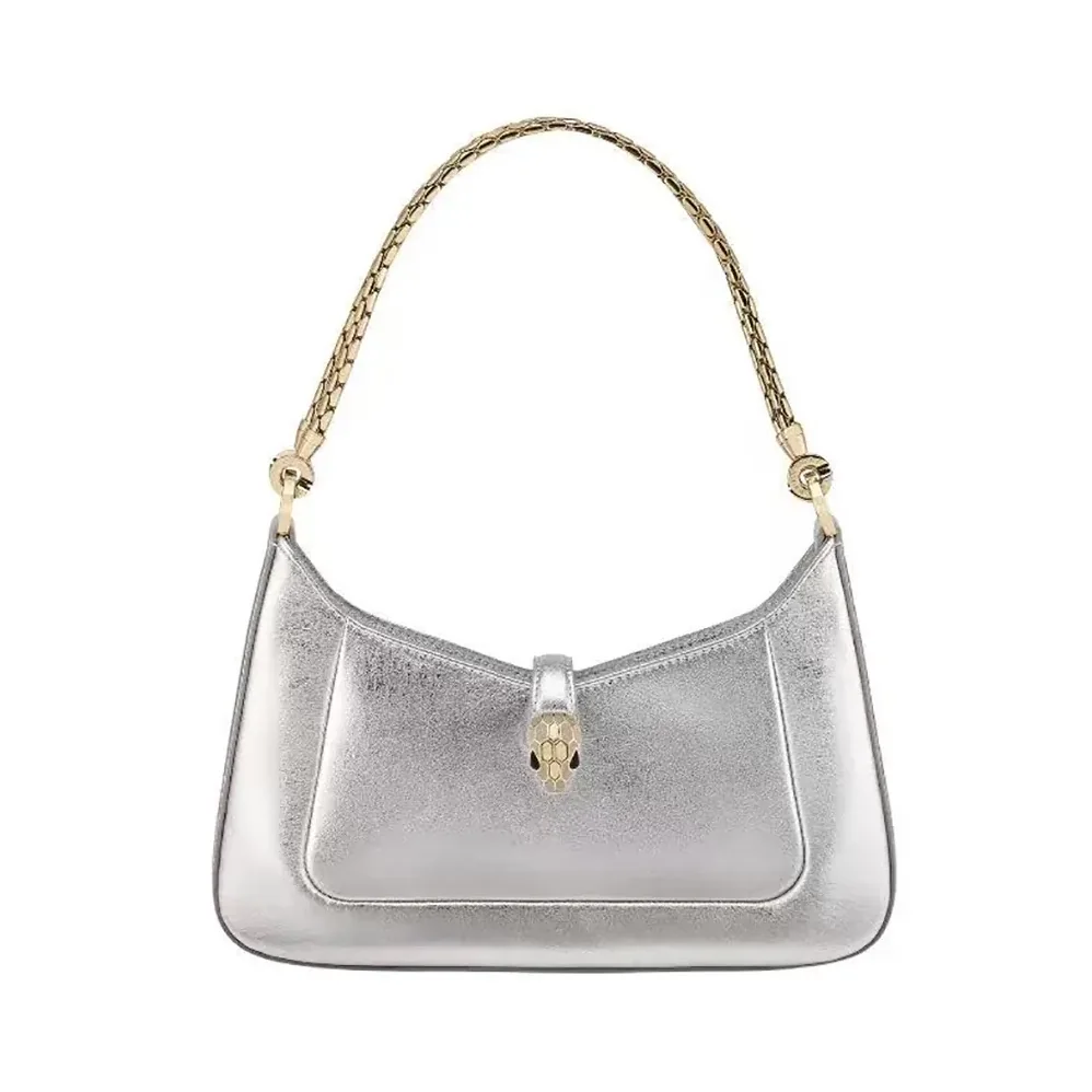 Bvlgari Serpenti Baia Small Shoulder Bag in Calf Leather for Women in Silver