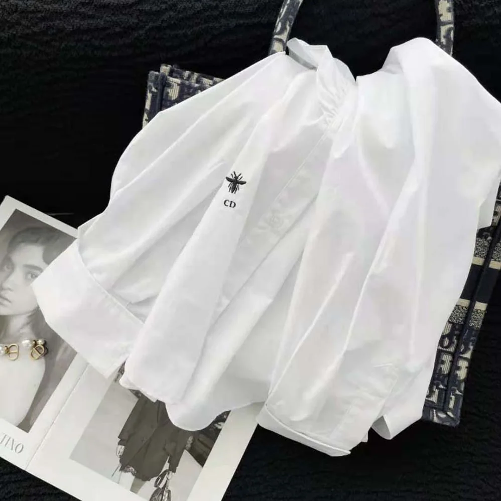 Dior Blouse with Ruffles White Cotton Poplin for Women Dior Blouse with Ruffles White Cotton Poplin for Women