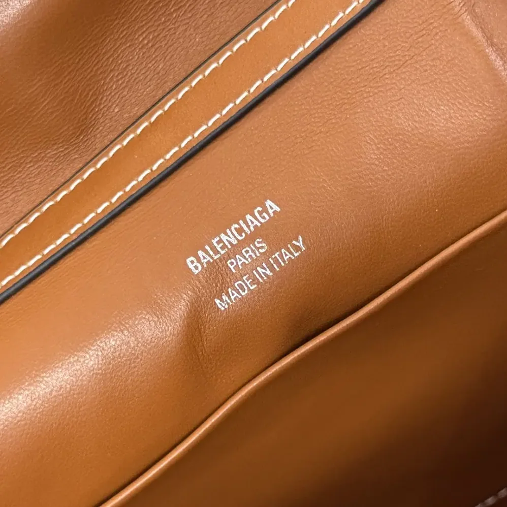 Balenciaga Rodeo Handbag Mini in Tan Cowboy Vegetable Tanned Lambskin Aged for Women in silver Hardware