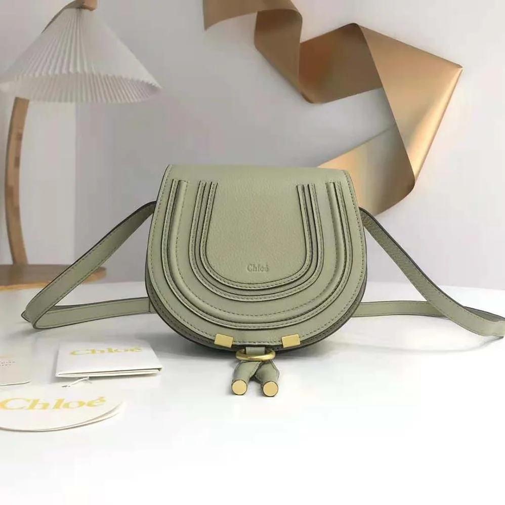 Chloe Marcie Small Saddle Bag for Women in Green Chloe Marcie Small Saddle Bag for Women in Green