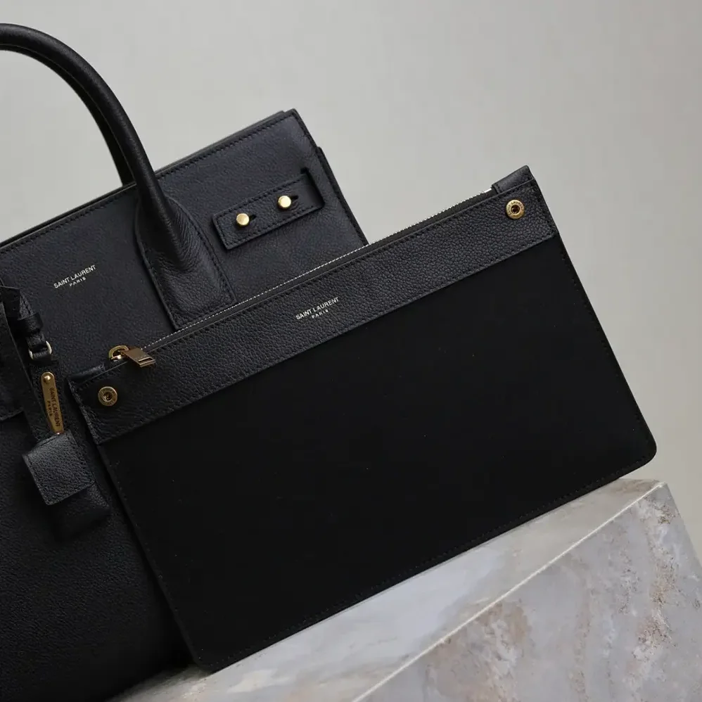 Saint Laurent YSL Small Sac De Jour In Supple Grained Leather for Women in Black