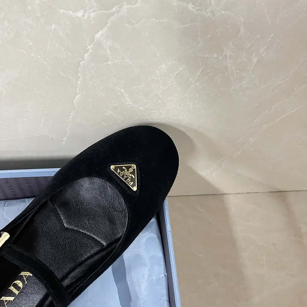 Prada Suede Ballerinas for Women in Black