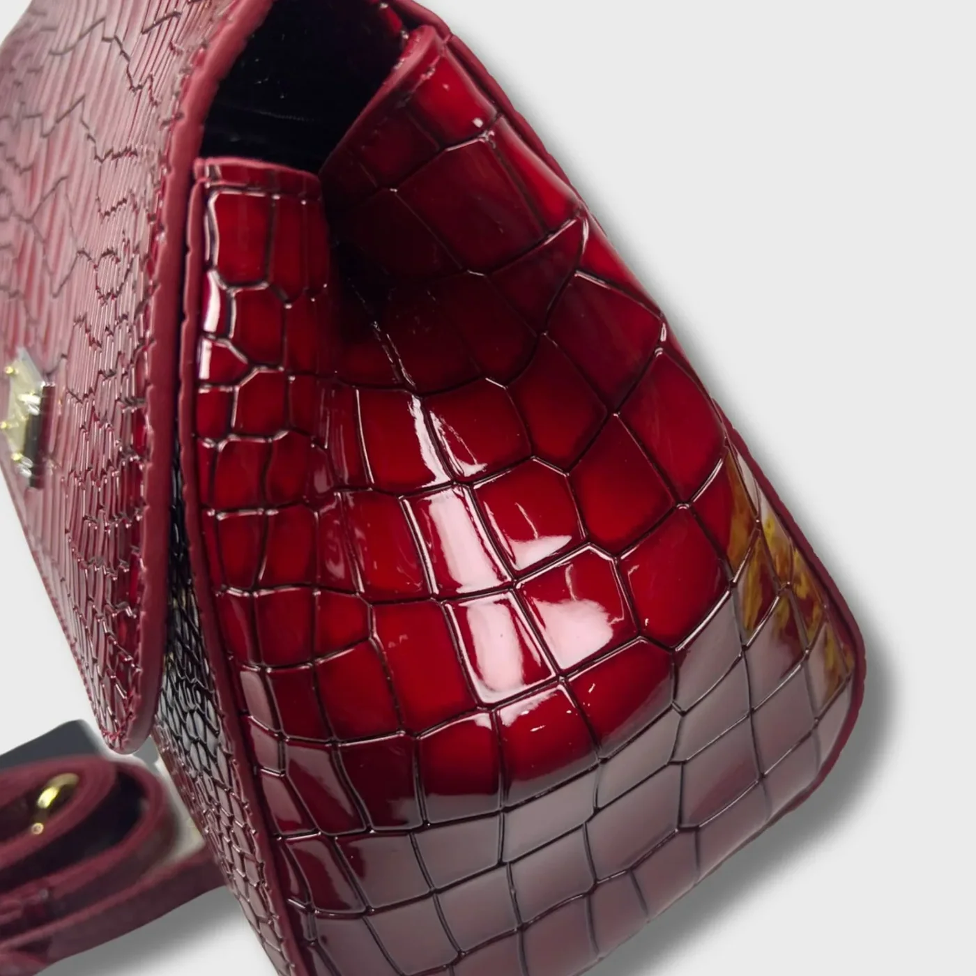 Dolce & Gabbana Medium Sicily Bag In Foiled Crocodile in Print Burgundy / DG