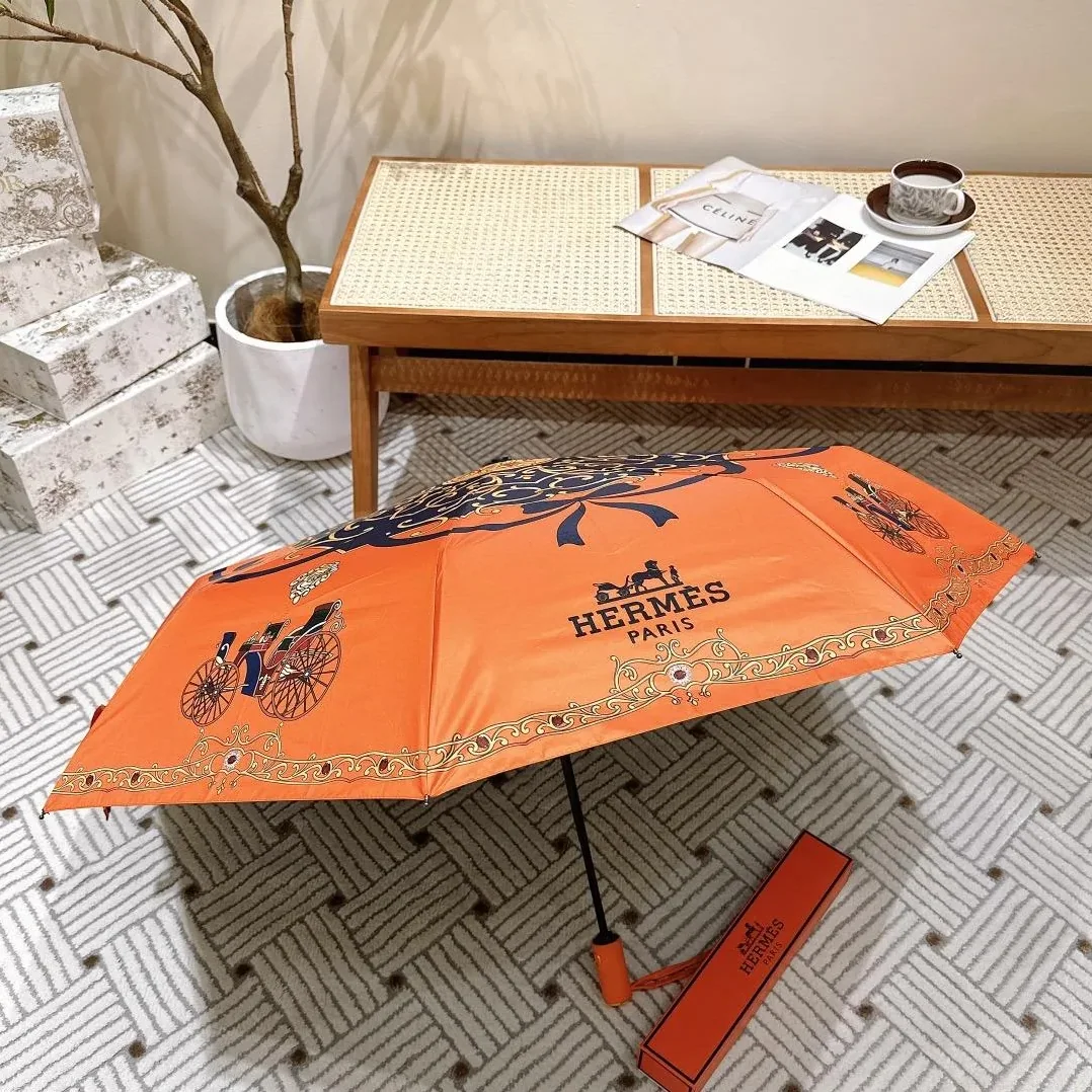 Hermes Automatic Folding Umbrella Orange Hermes Automatic Folding Umbrella Orange