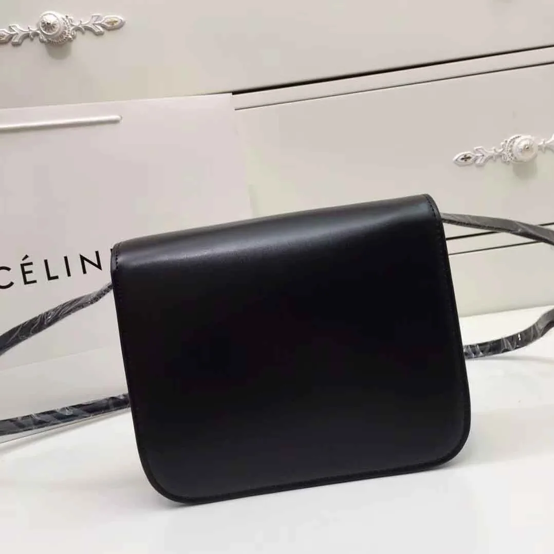Celine Medium Classic Bag in Box Calfskin Leather in Black