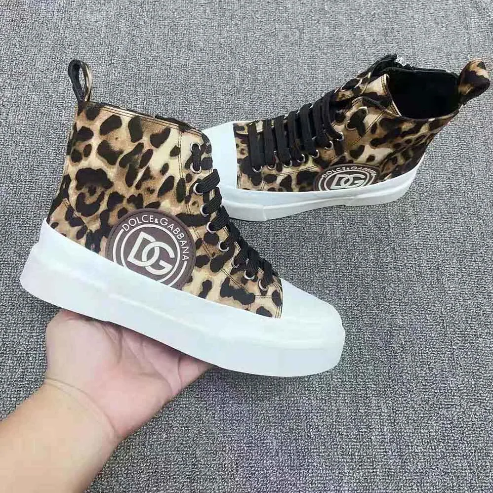 Dolce Gabbana D&G Cotton drill Portofino Light Mid-Top Sneakers with Leopard Print for Women Dolce Gabbana D&G Cotton drill Portofino Light Mid-Top Sneakers with Leopard Print for Women