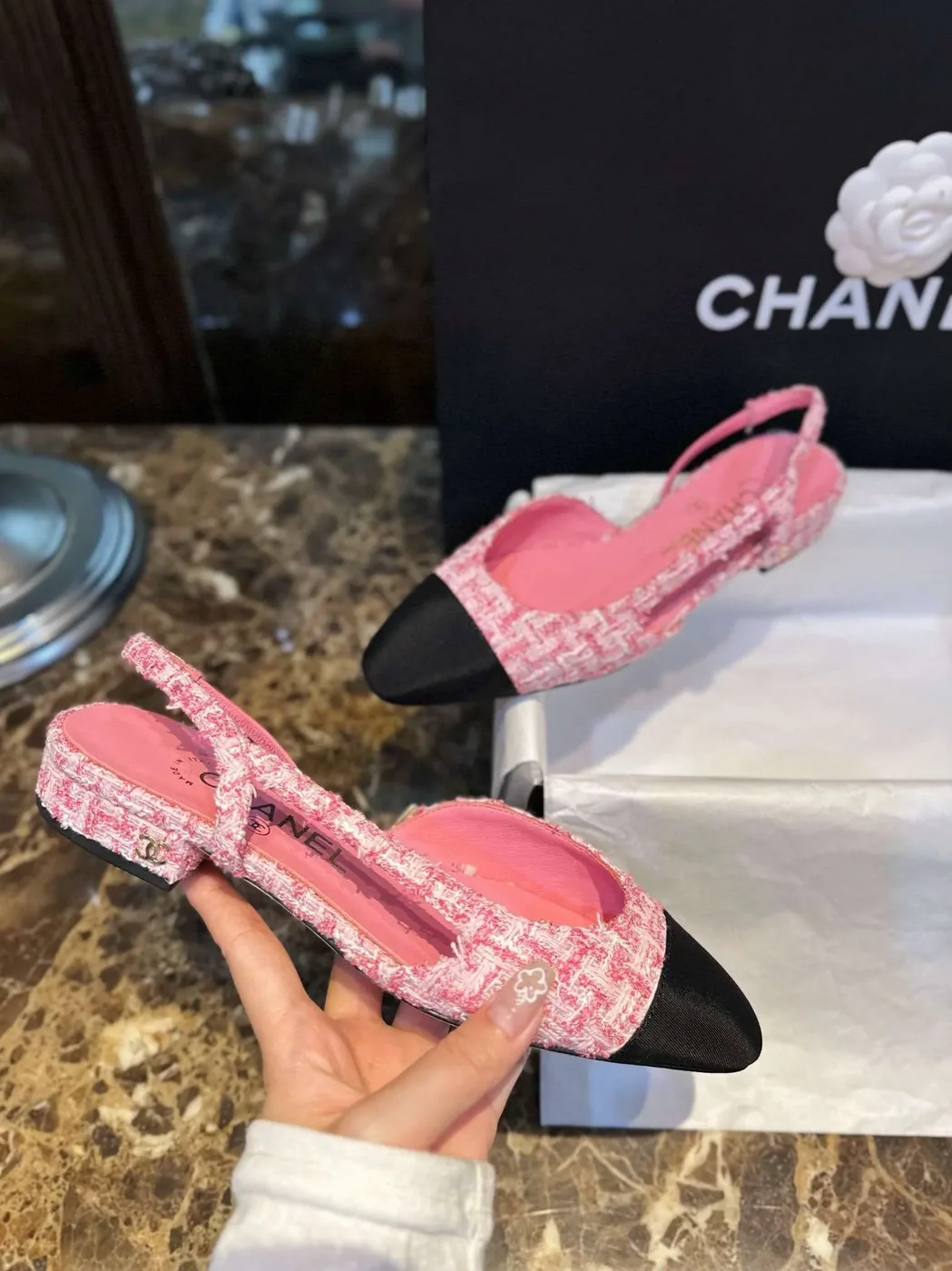 Chanel Woolen Lat Lace Up Sandals Pink Chanel Woolen Lat Lace Up Sandals Pink