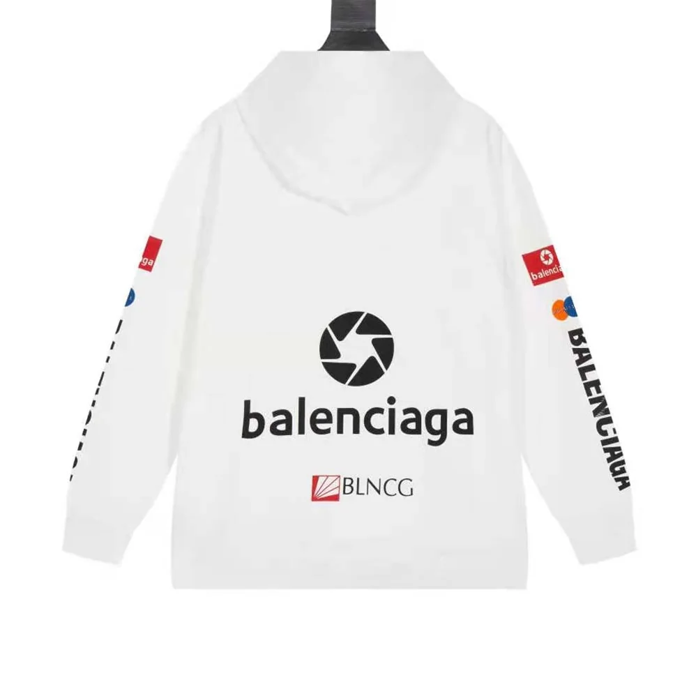 Balenciaga Top League Hoodie Oversized in White for Women Balenciaga Top League Hoodie Oversized in White for Women
