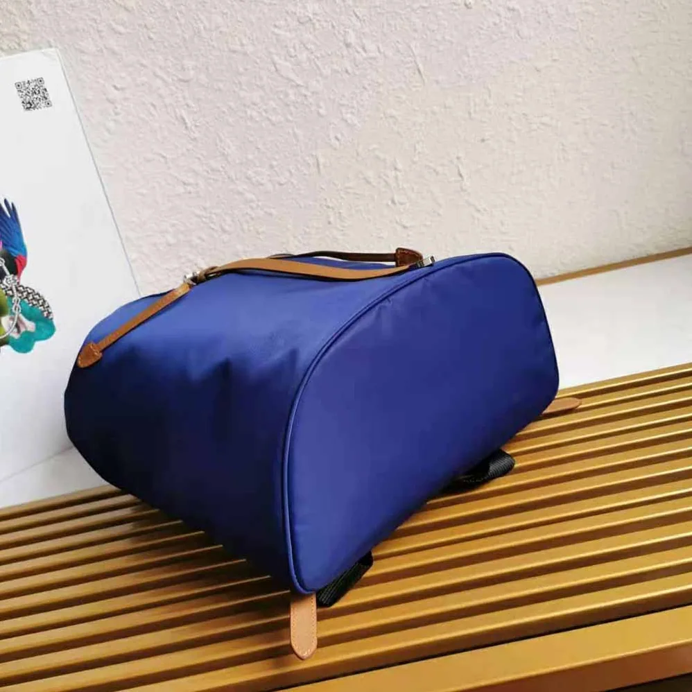 Prada Nylon and Saffiano Leather Backpack for Women in Blue