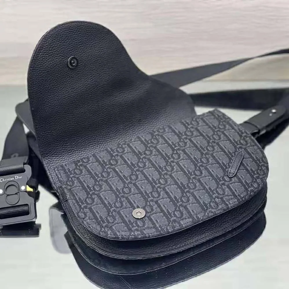 Dior Saddle Pouch Black Dior Oblique Jacquard for Men