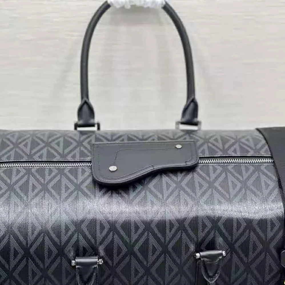 Dior Lingot 50 Duffle Bag Black CD Diamond Canvas for Men Dior Lingot 50 Duffle Bag Black CD Diamond Canvas for Men