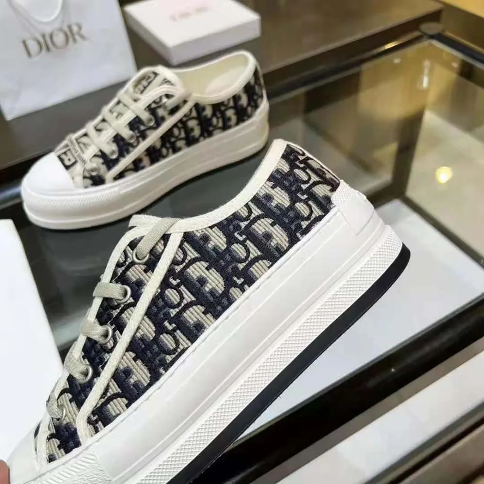 Dior Walk'N'Dior Platform Sneaker Deep Blue Dior Oblique Embroidered Cotton for Women