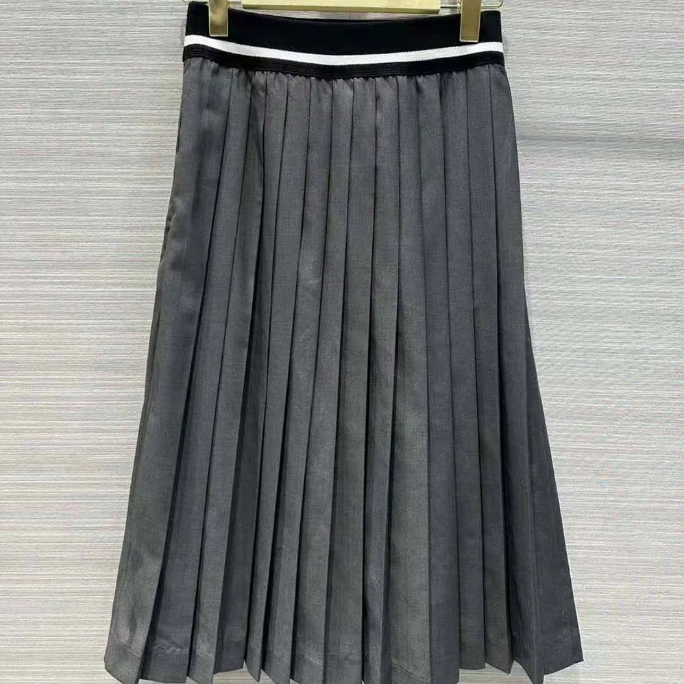 Miu Miu Prince of Wales Check Skirt with Intarsia Logo Knit Waistband for Women Miu Miu Prince of Wales Check Skirt with Intarsia Logo Knit Waistband for Women