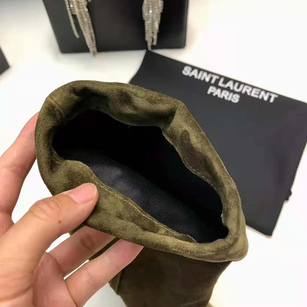 Saint Laurent YSL Niki Booties in Suede and Silver for Women in Tone Monogram Saint Laurent YSL Niki Booties in Suede and Silver for Women in Tone Monogram