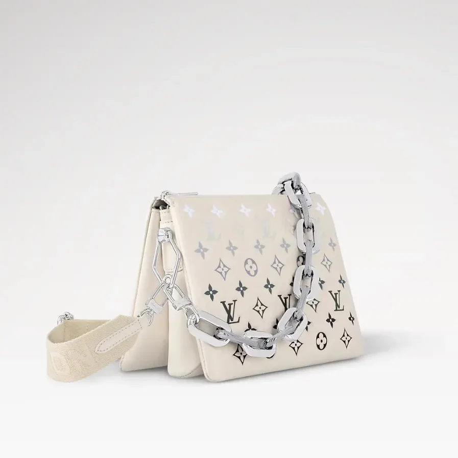 Louis Vuitton Coussin PM Shoulder Bag in Cream/Gray Silver Hardware Louis Vuitton Coussin PM Shoulder Bag in Cream/Gray Silver Hardware