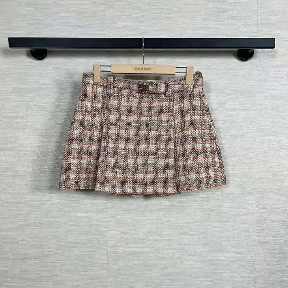 Miu Miu Check Miniskirt With Logo-decorated-MG2039 for Women