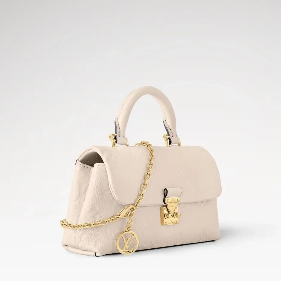 Louis Vuitton Nano Madeleine Top Handle Bag / Cream Monogram Empreinte Gold Hardware