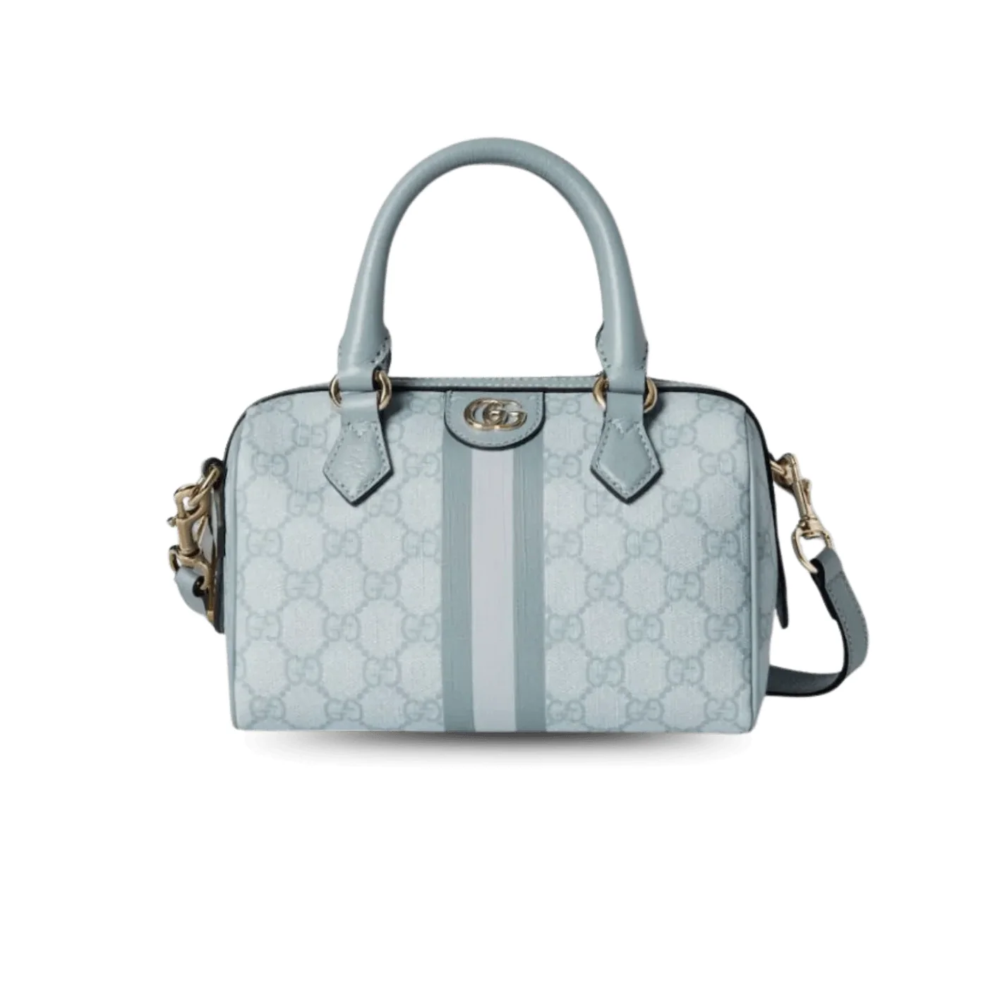 Gucci Ophidia Mini Top Handle Bag in Dusty Blue Gold Hardware