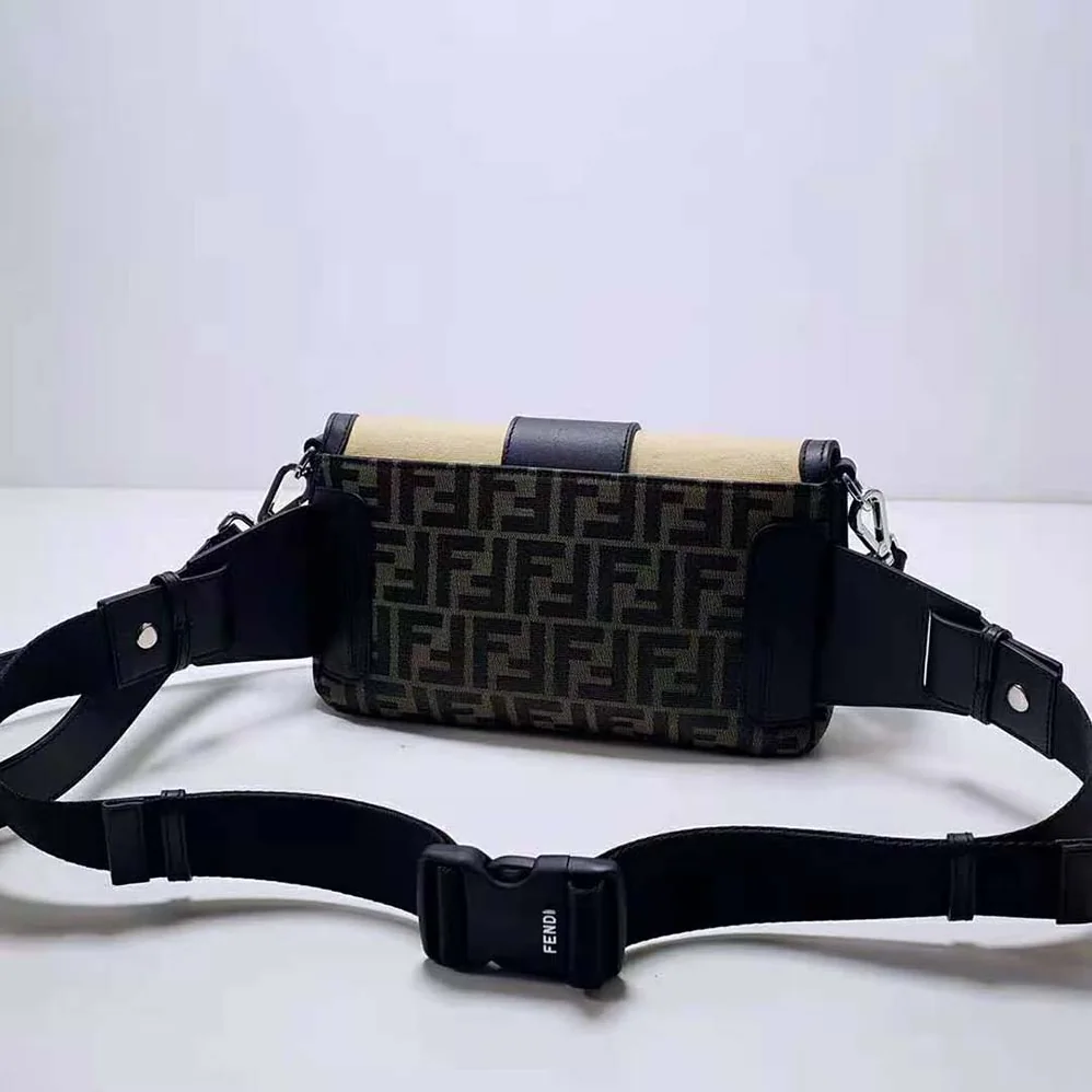 Fendi Baguette Brown Fabric Bag for Men in Black Fendi Baguette Brown Fabric Bag for Men in Black