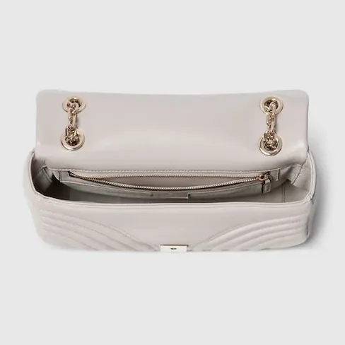 Gucci Marmont Medium Shoulder Bag / Light Grey Light Gold Hardware