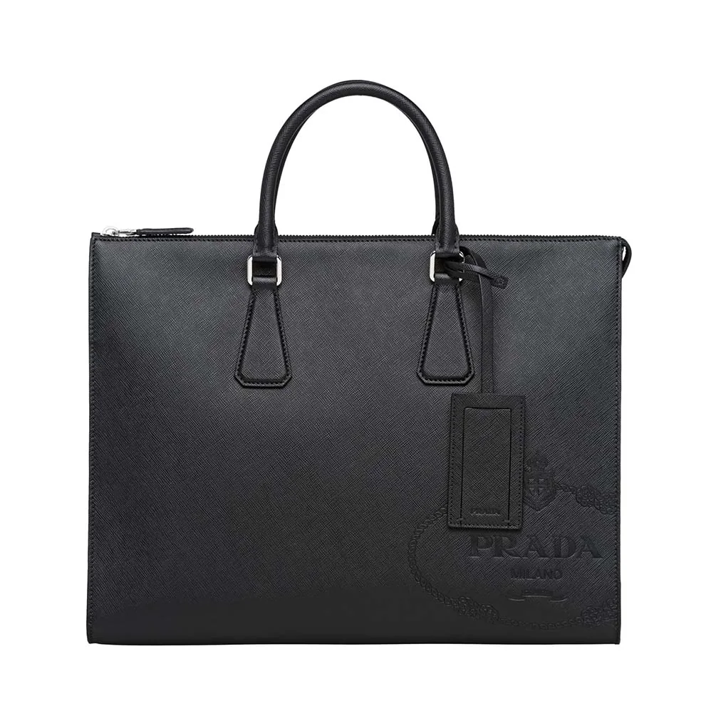 Prada Saffiano Leather Tote for Men in Black Prada Saffiano Leather Tote for Men in Black