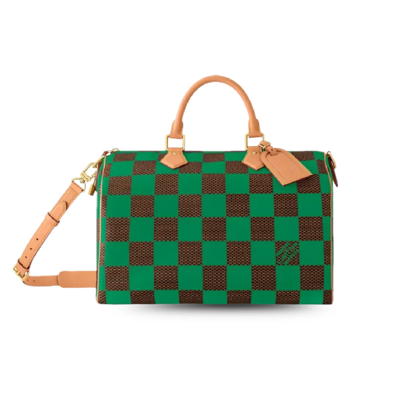 Louis Vuitton Speedy 40 Bandouliere Top Handle Bag / Damier Pop Green Gold Hardware Louis Vuitton Speedy 40 Bandouliere Top Handle Bag / Damier Pop Green Gold Hardware