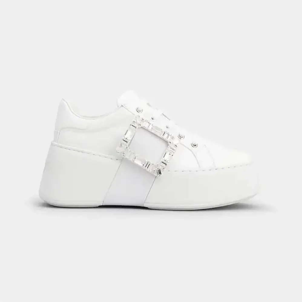 Roger Vivier Viv Skate Sneakers In Calfskin Nappa Leather White for Women Roger Vivier Viv Skate Sneakers In Calfskin Nappa Leather White for Women