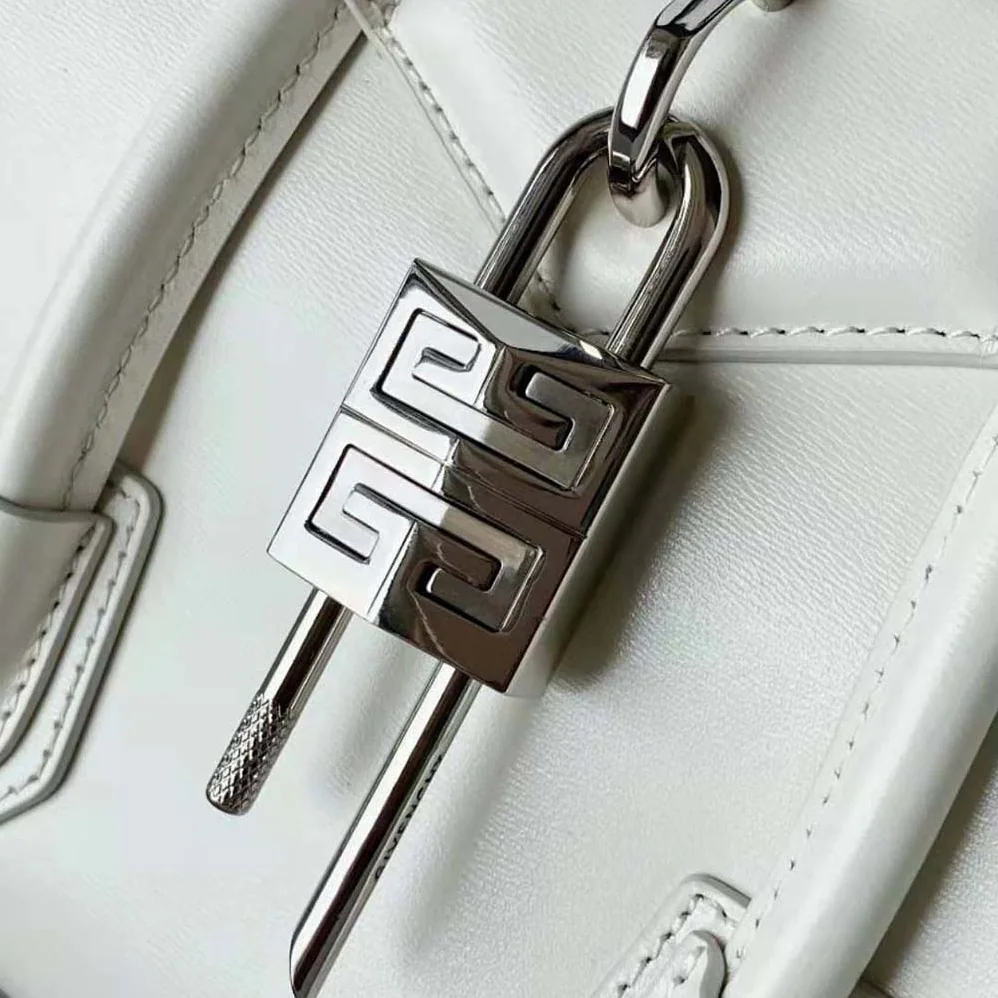 Givenchy Mini Antigona Lock Bag in Box Leather for Women in White Givenchy Mini Antigona Lock Bag in Box Leather for Women in White