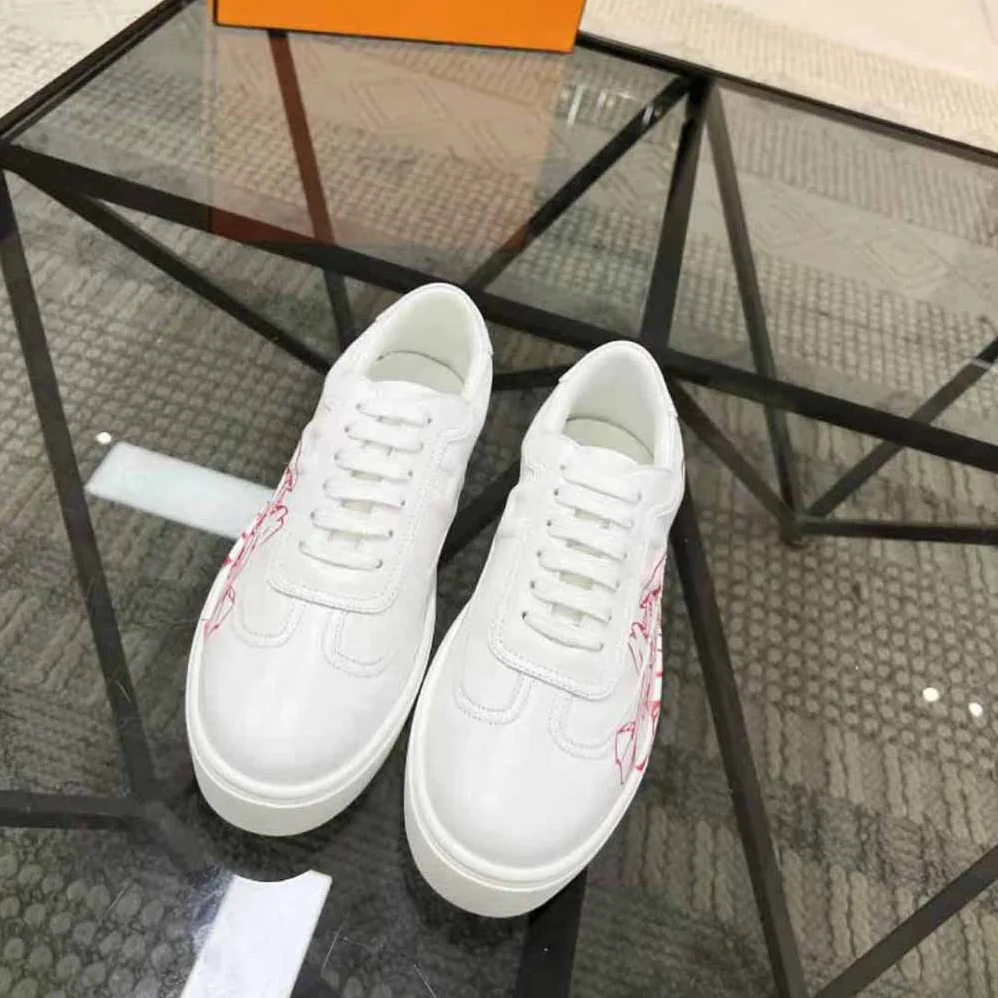 Hermes Quicker Sneaker in Calfskin with Graff Hermes Print and Iconic H Detail for Women