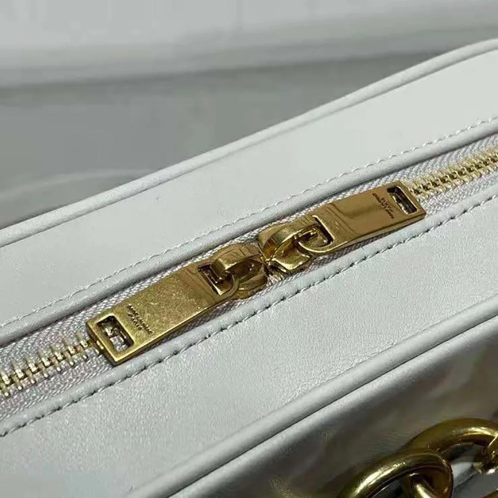 Saint Laurent YSL Le Maillon Small Chain Bag in Quilted Lambskin for Women in White