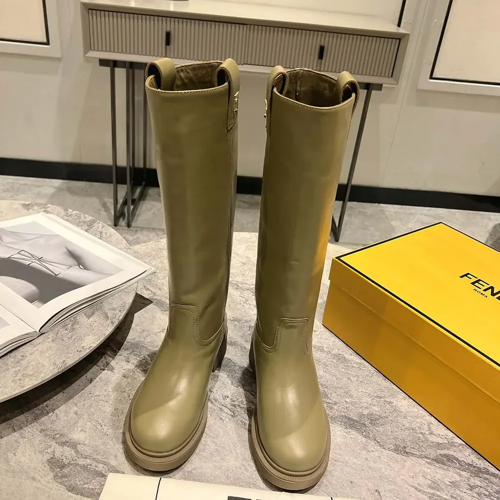 Fendi Fendi Filo Green Leather Boots for Women Fendi Fendi Filo Green Leather Boots for Women