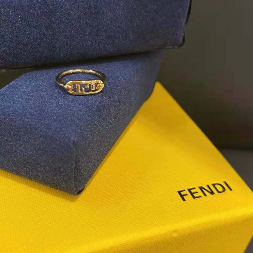 Fendi Thin Ring with Fendi O'Lock Motif for Women Fendi Thin Ring with Fendi O'Lock Motif for Women