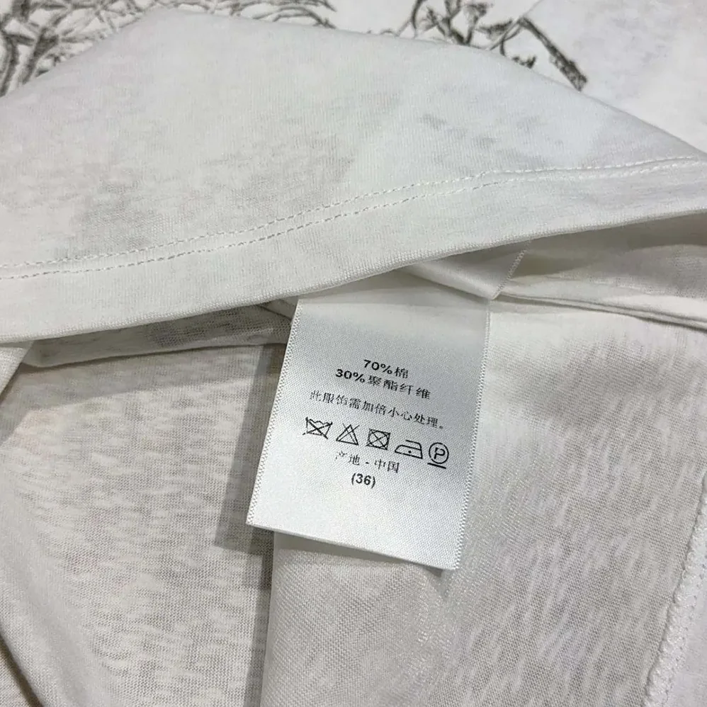 Dior T-Shirt White Cotton and Linen Jersey with Black Dior Cabinet de Curiosités Motif for Women