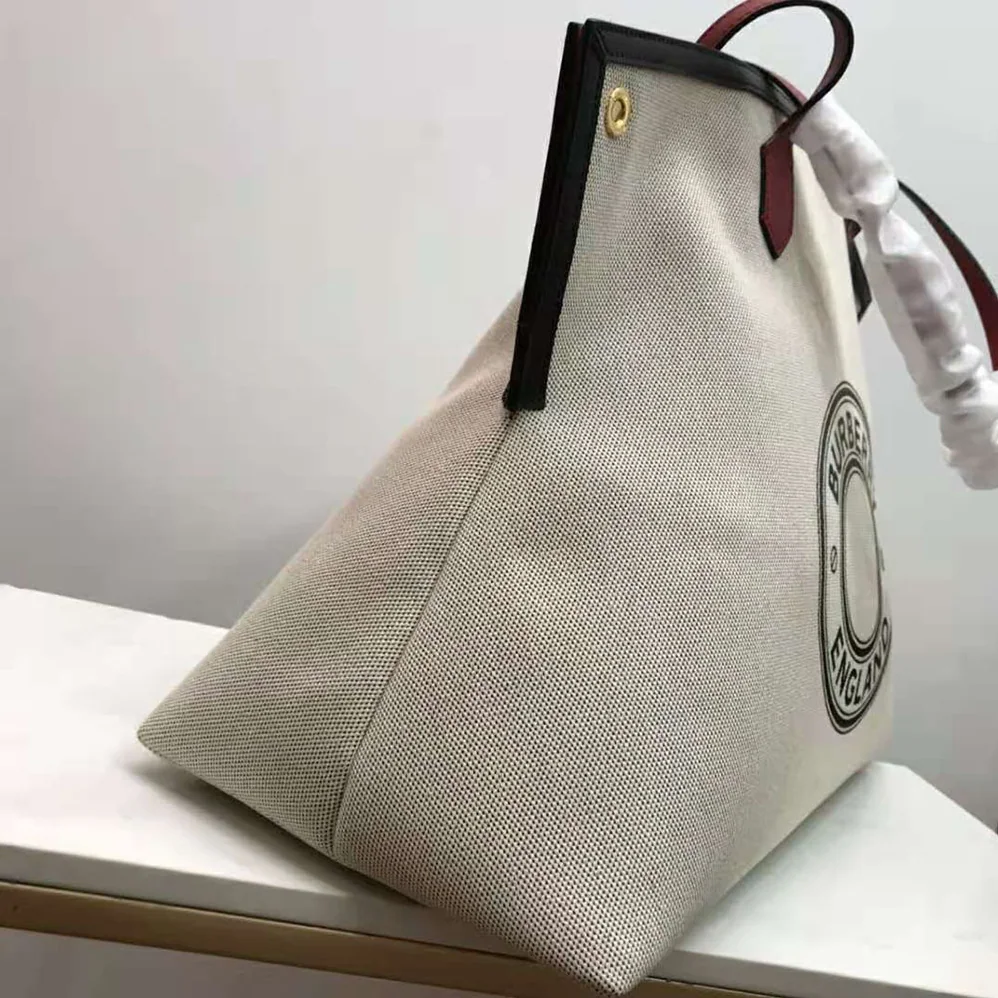 Burberry Large Logo Graphic Cotton Canvas Society Tote for Women Burberry Large Logo Graphic Cotton Canvas Society Tote for Women