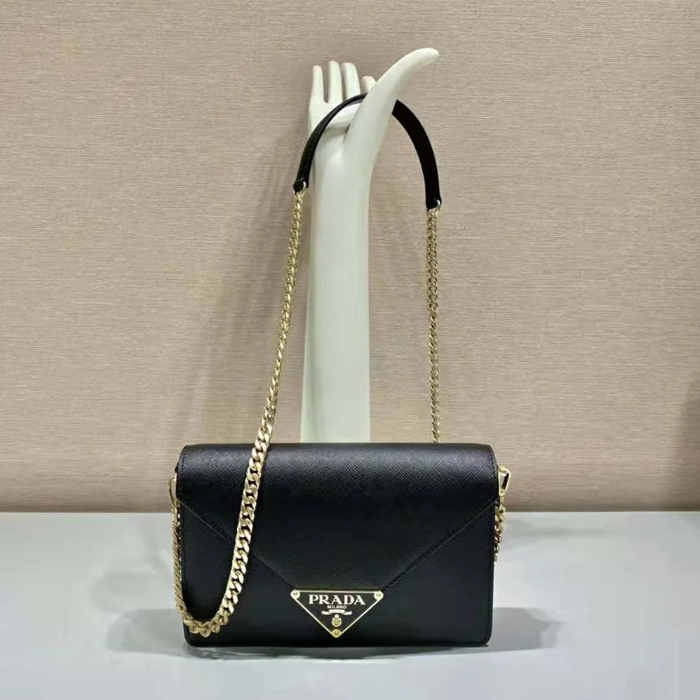 Prada Saffiano Leather Shoulder Bag for Women in Black