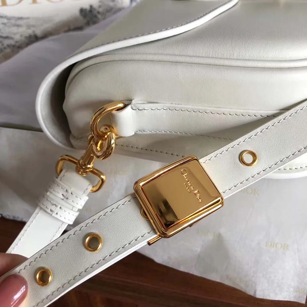 Dior Medium Dior Bobby Bag Denim Box Calfskin for Women in White