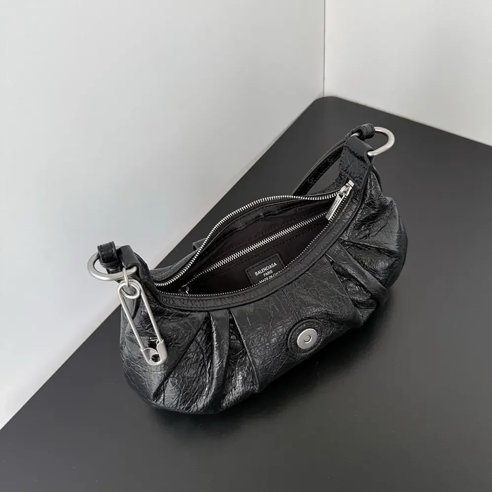 Balenciaga Pamela Shoulder Bag Small in Black Arena Lambskin for Women