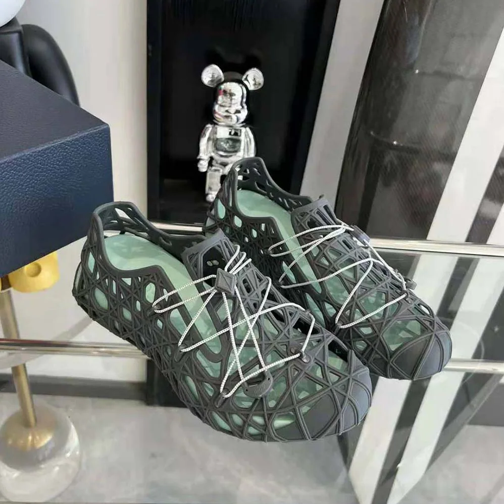Dior Warp Sandal Anthracite Gray Cosmo Rubber with Warped Cannage Motif for Men