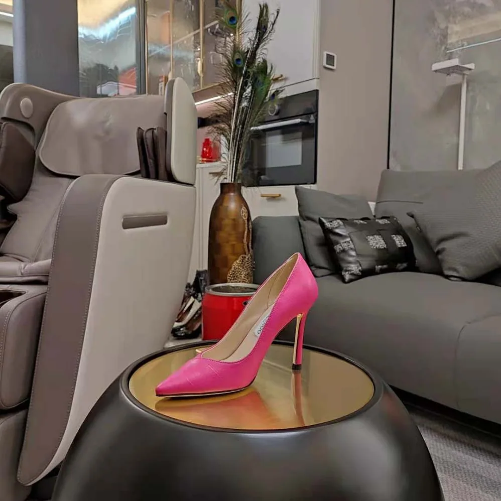 Jimmy Choo Cass 95 Tan Croc-Embossed Leather Pumps for Women in Pink