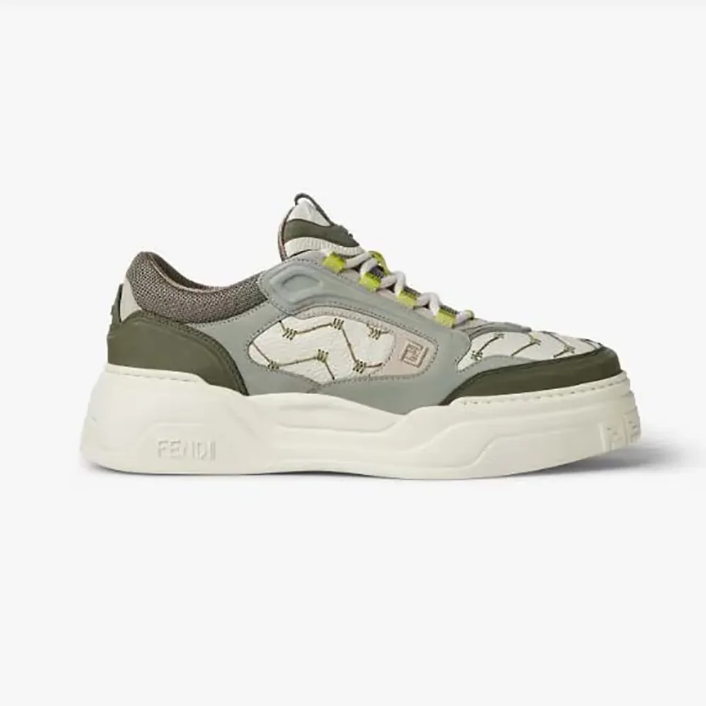 Fendi Force Sneakers White Leather and Green Nubuck Low for Unisex in tops Fendi Force Sneakers White Leather and Green Nubuck Low for Unisex in tops