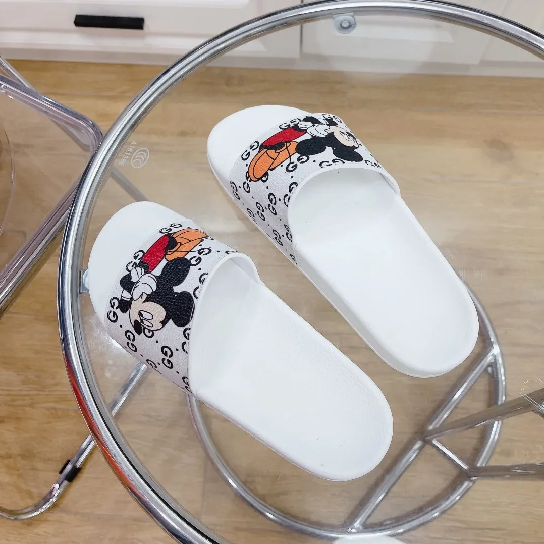 Gucci GG Slide Sandal With Mickey Mouse White for Women Gucci GG Slide Sandal With Mickey Mouse White for Women