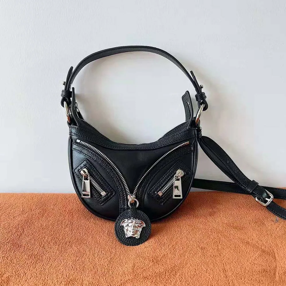 Versace Repeat Mini Hobo Bag for Women in Black