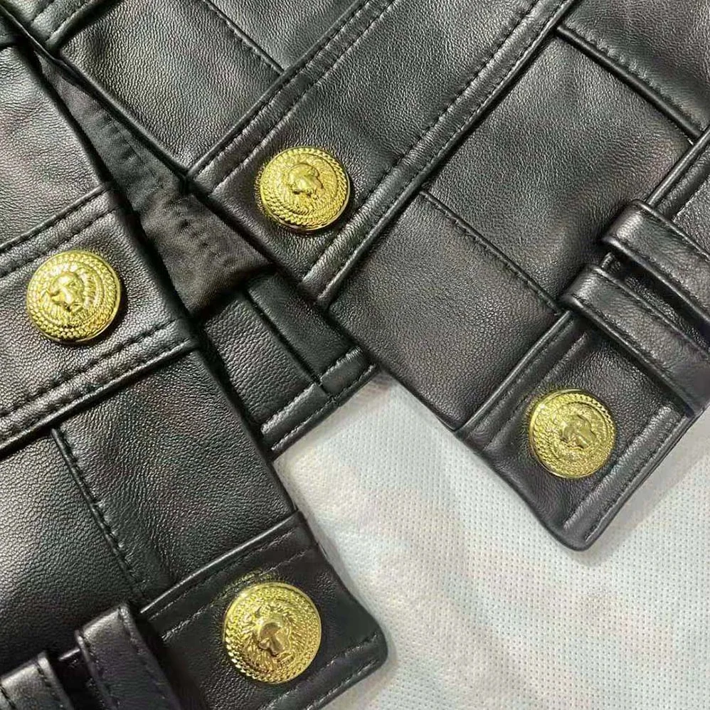 Balmain Short Soft Leather Jacket in Lambskin for Women in Black