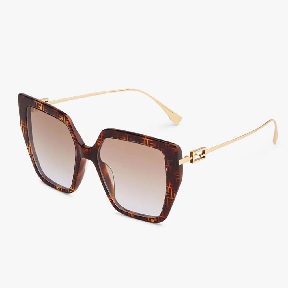 Fendi Baguette FF Havana Acetate and Metal Sunglasses for Unisex Fendi Baguette FF Havana Acetate and Metal Sunglasses for Unisex