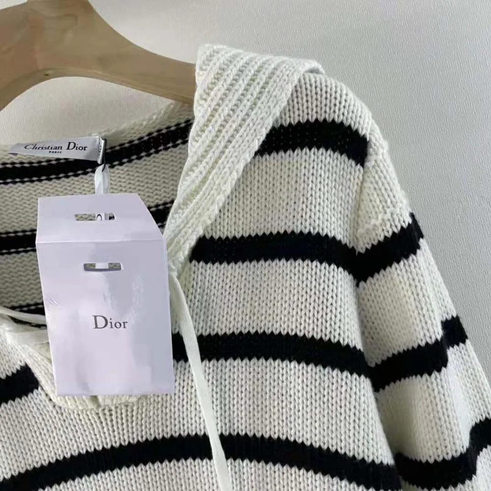 Dior Mariniere Sweater Navy Blue and Ecru Cotton Knit and Cashmere for Women Dior Mariniere Sweater Navy Blue and Ecru Cotton Knit and Cashmere for Women