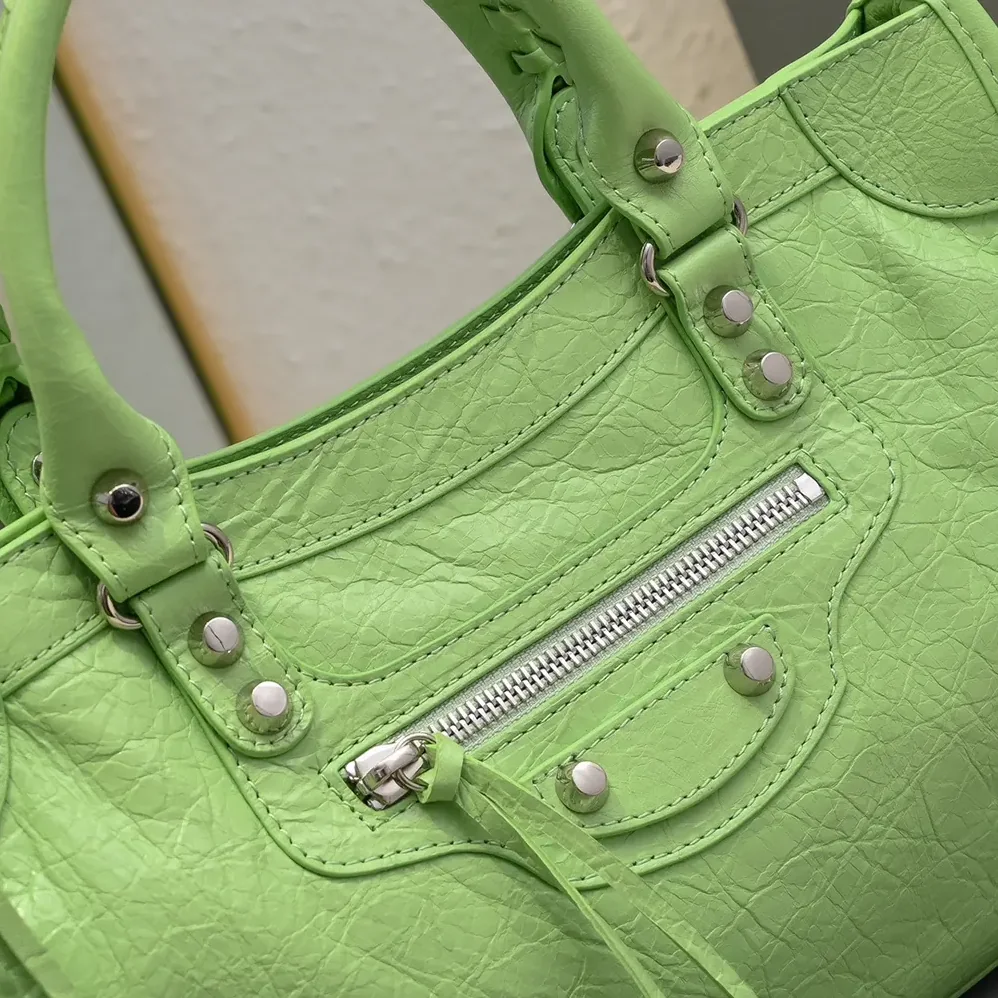 Balenciaga Le City Medium Bag in Green Arena Lambskin for Women Balenciaga Le City Medium Bag in Green Arena Lambskin for Women