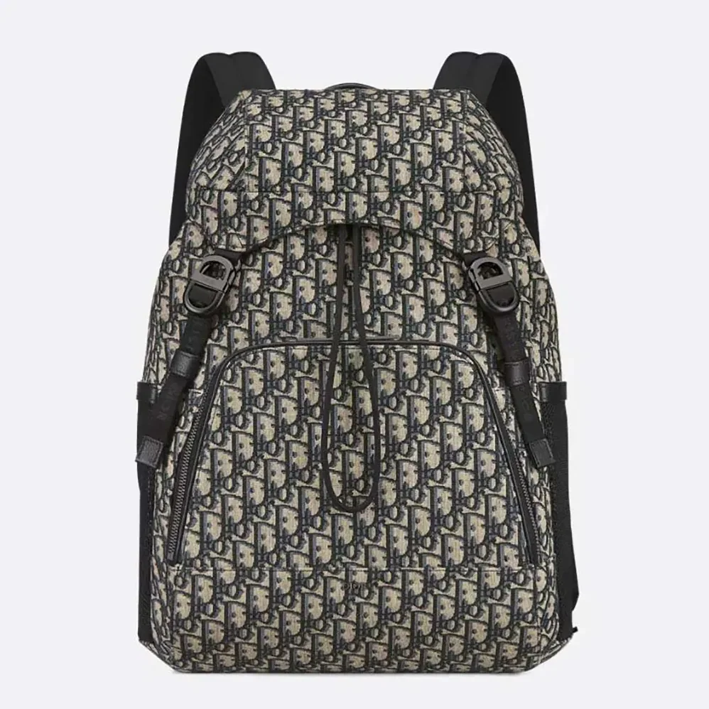 Dior Dior 8 Backpack with Flap Beige and Black Dior Oblique Jacquard for Men Dior Dior 8 Backpack with Flap Beige and Black Dior Oblique Jacquard for Men